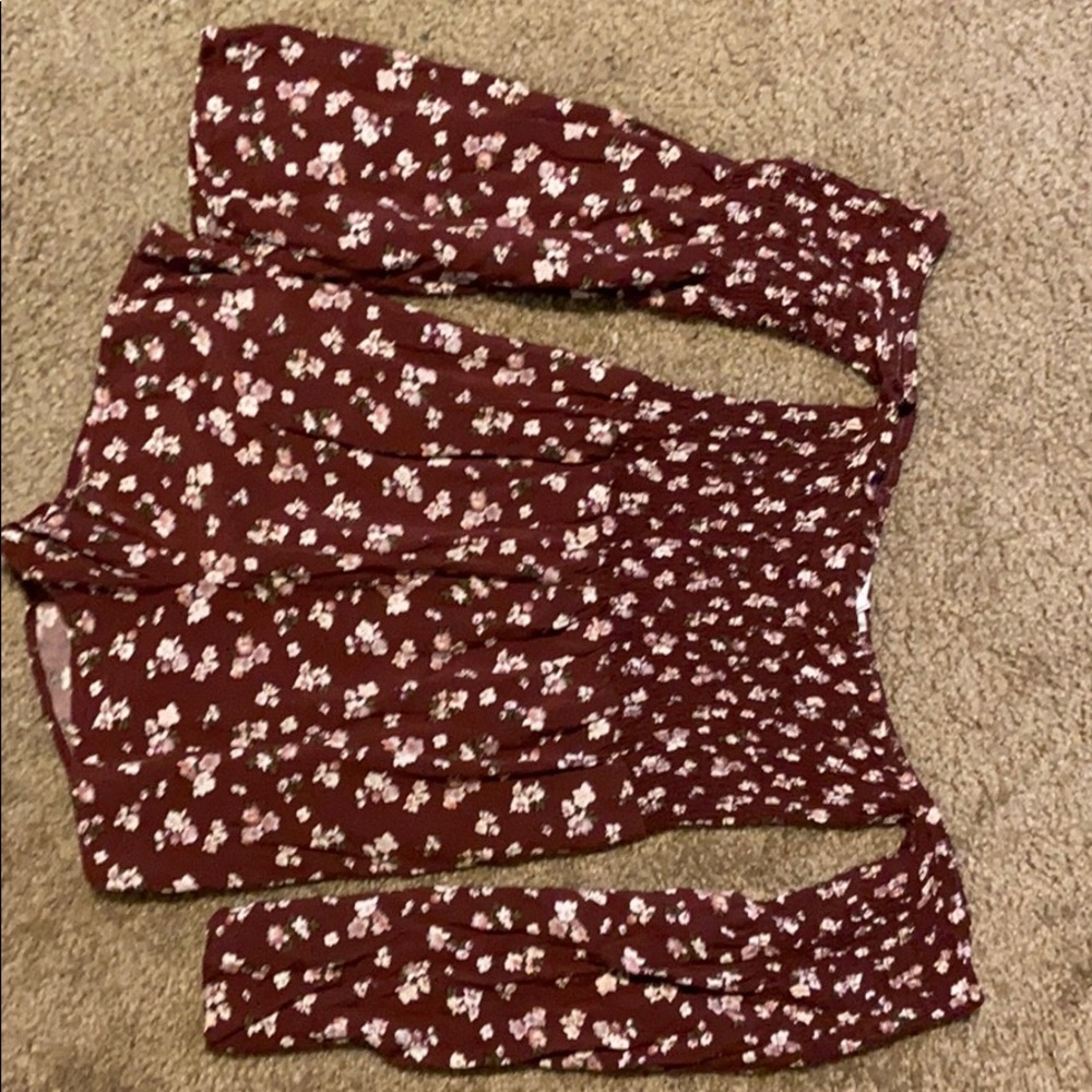 Off the shoulder red floral romper